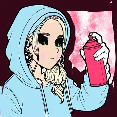 a realistic girl, spray painting