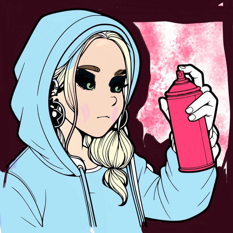 a realistic girl, spray painting