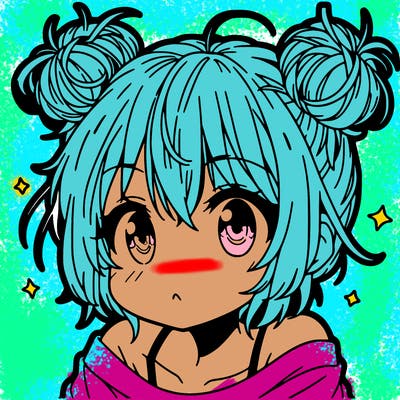 a manga girl with messy small buns