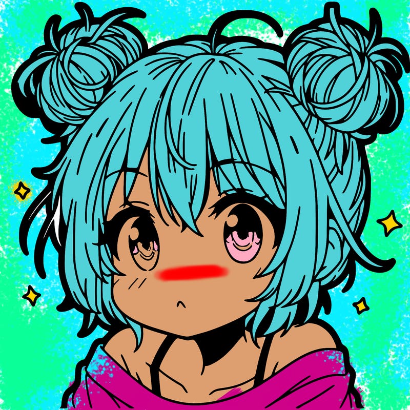 a manga girl with messy small buns