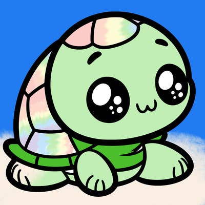 cute little animated turtle