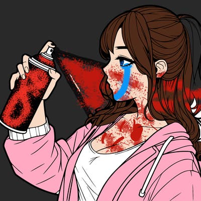 a realistic girl spray, painting