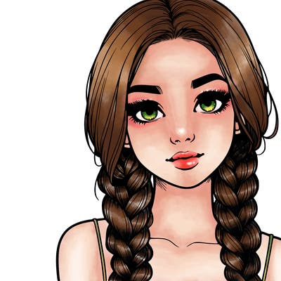 realistic girl with braids