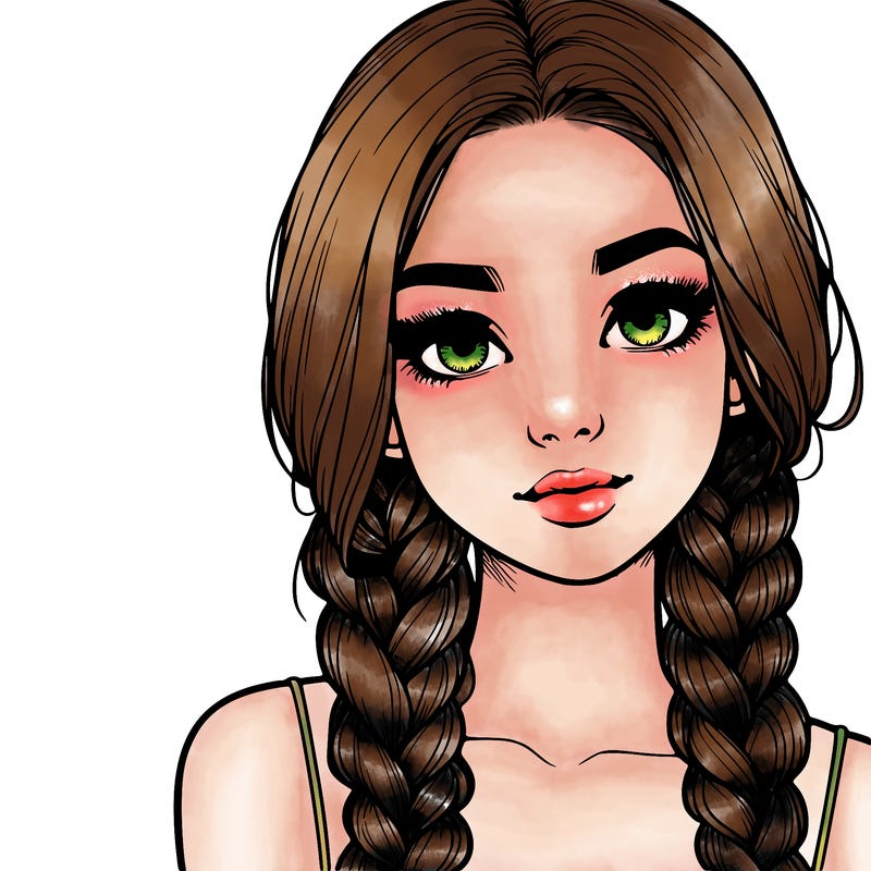 realistic girl with braids