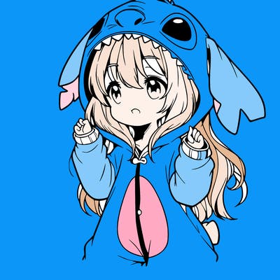 anime girl in a stitch onsie