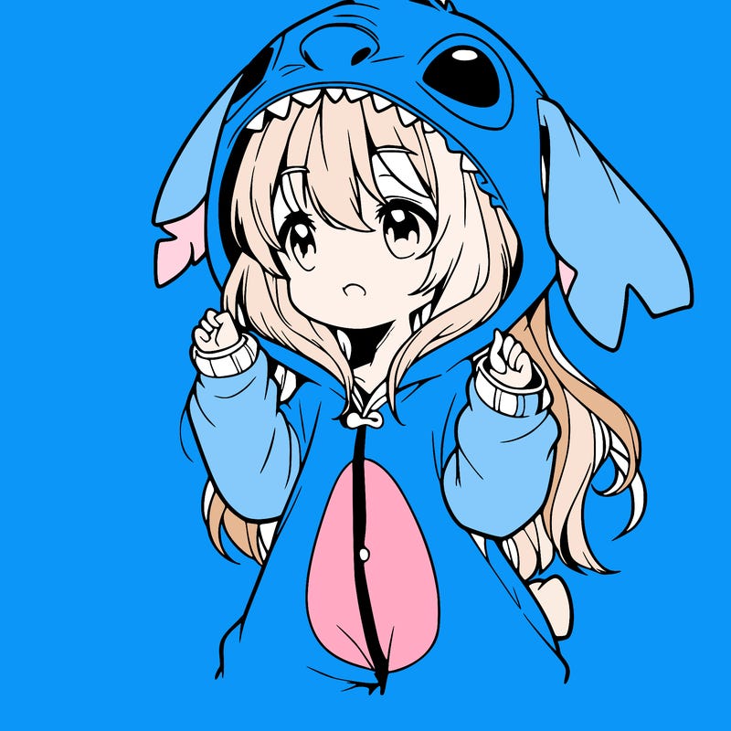 anime girl in a stitch onsie