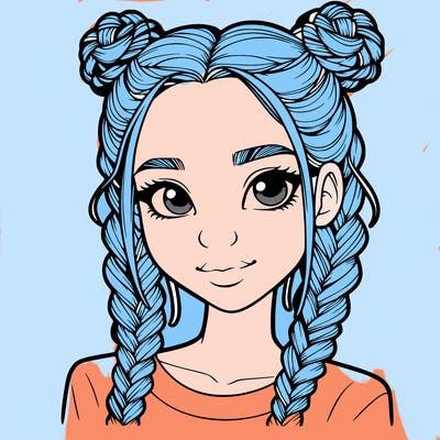 realistic girl with braids