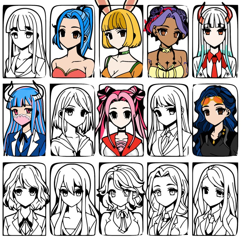 girls that look diffrent anime