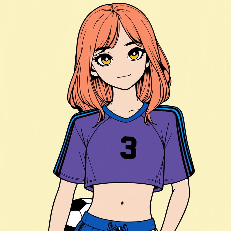 realistic girl wearing soccer jersey