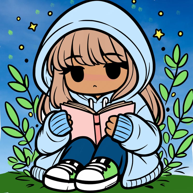 girl in oversized hoodie reading a book