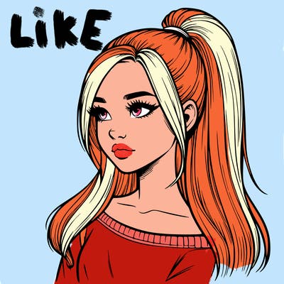 realistic girl with a high ponytail