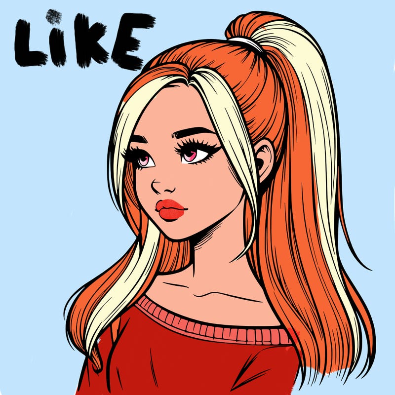 realistic girl with a high ponytail