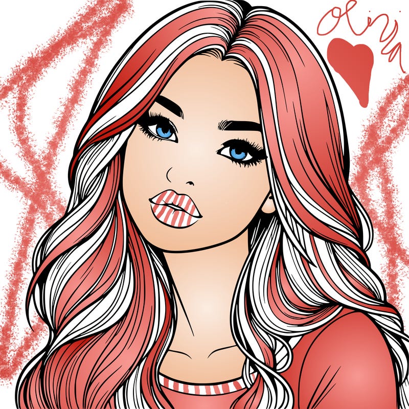 realistic girl with hair on her hair and lips