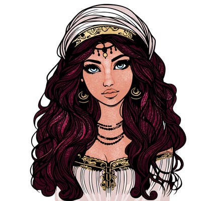 realistic beautiful mysterious gypsy girl