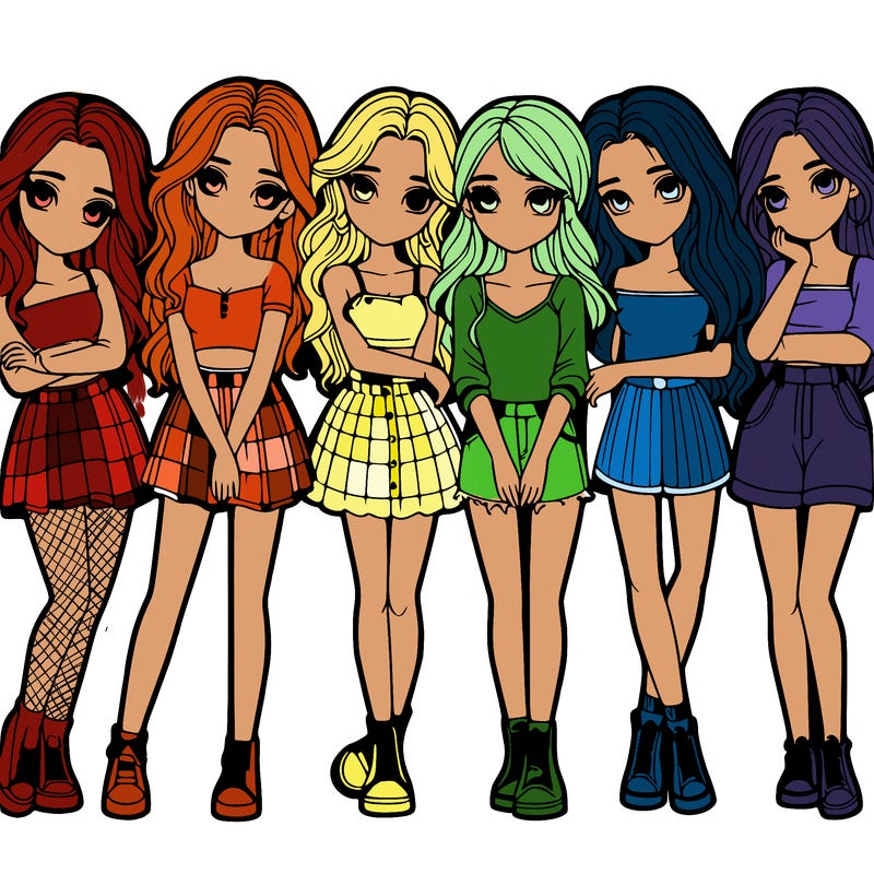 a group of girls realistic