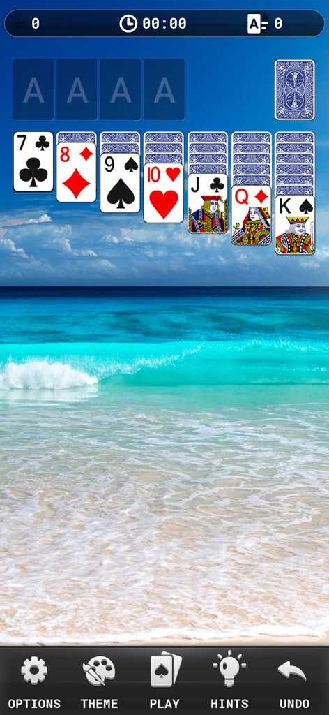 Solitaire Classic - Classic - Juego de Solitario Klondike Clásico con cartas grandes y un fondo de playa tropical
