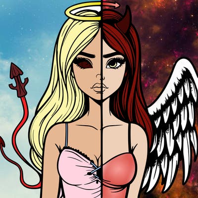 devil vs angel realistic girl