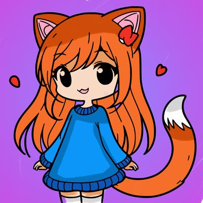 girl with cat ears and tail