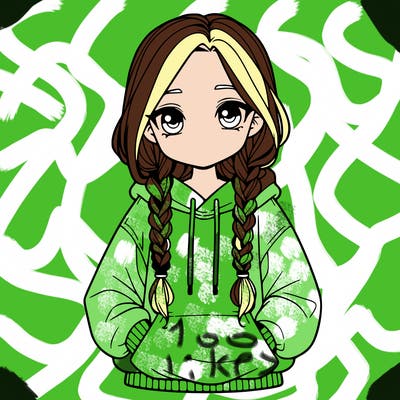 a realistic girl with a oversized hoodie and she has braids