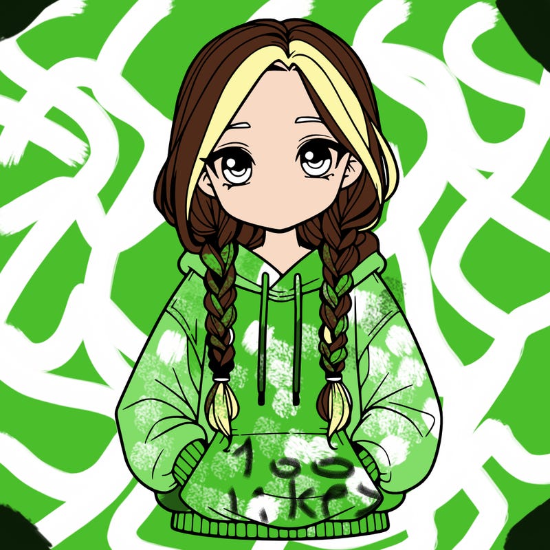 a realistic girl with a oversized hoodie and she has braids