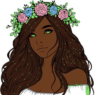 realistic girl with flower crown