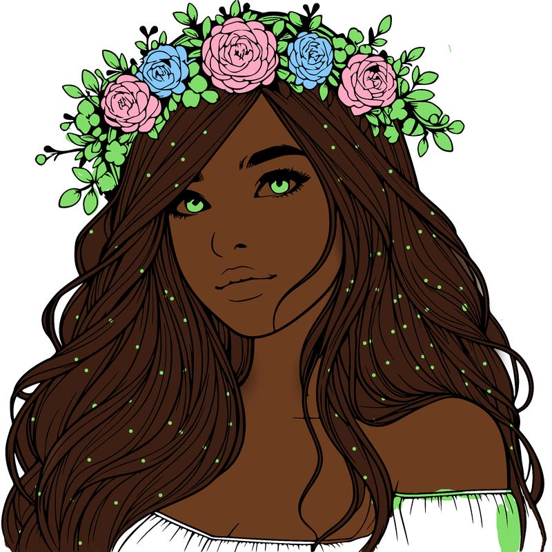 realistic girl with flower crown
