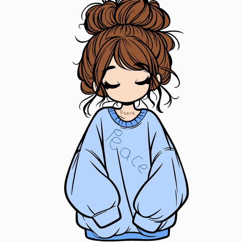 girl with baggy sweatshirt and messy bun