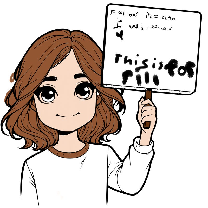 realistic girl holding up a sign