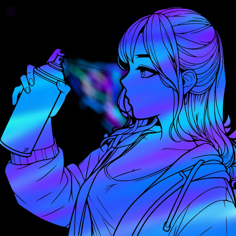 a realistic girl spray, painting