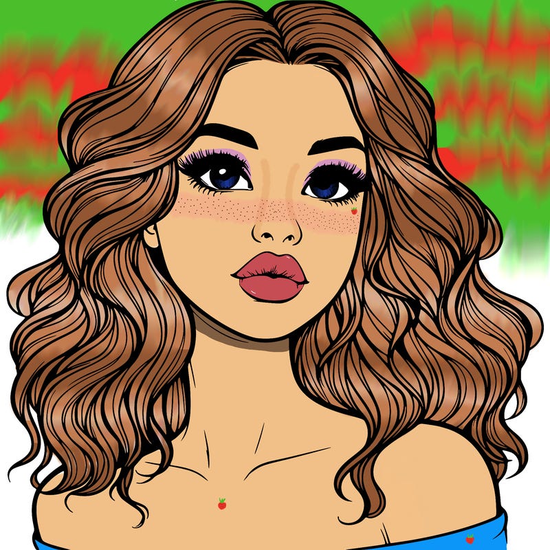 realistic girl with wavy hair and lips