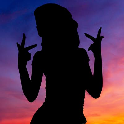 realistic teenage girl with braids and a beanie and crop top doing 🫶🏼