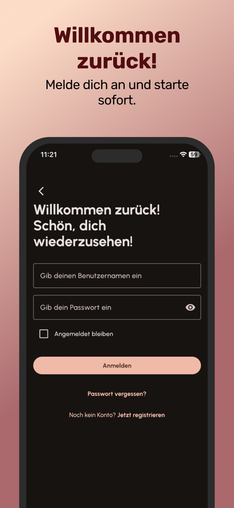 Eis-Perfecto - Pantalla de inicio de sesión para la aplicación de recetas de helados Eis-Perfecto