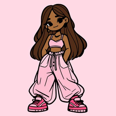 girl in crop top and baggy pants