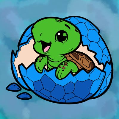 baby turtle coming out of its egg