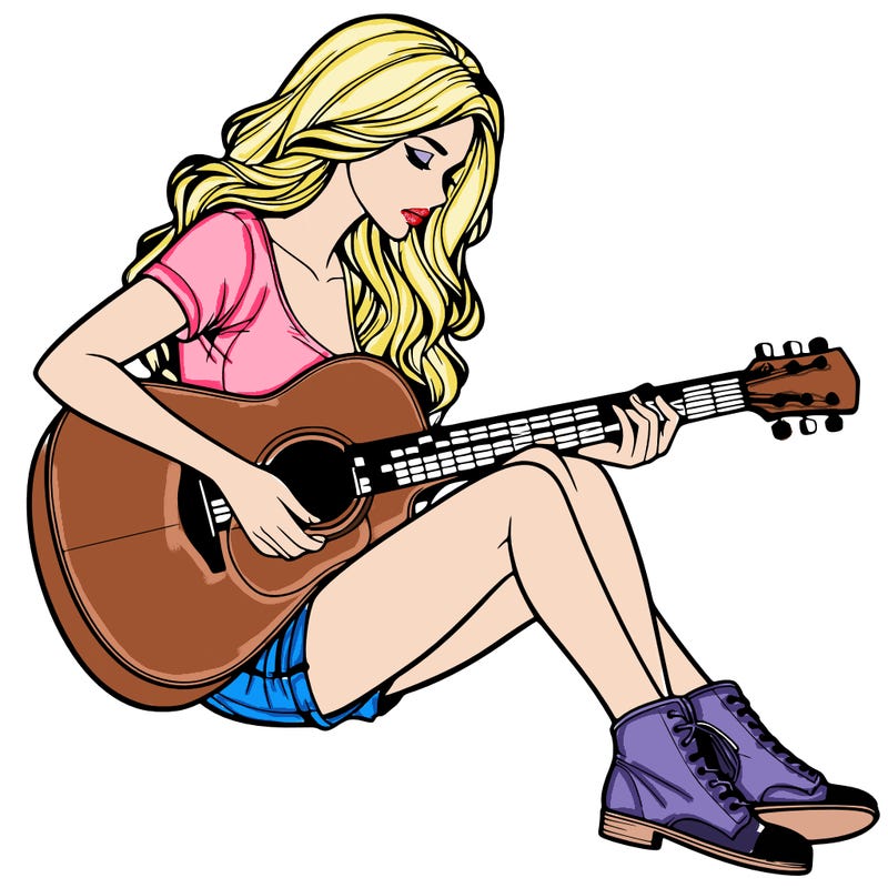 realistic woman play guitar