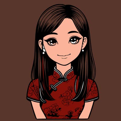 realistic asian girl wearing qipao