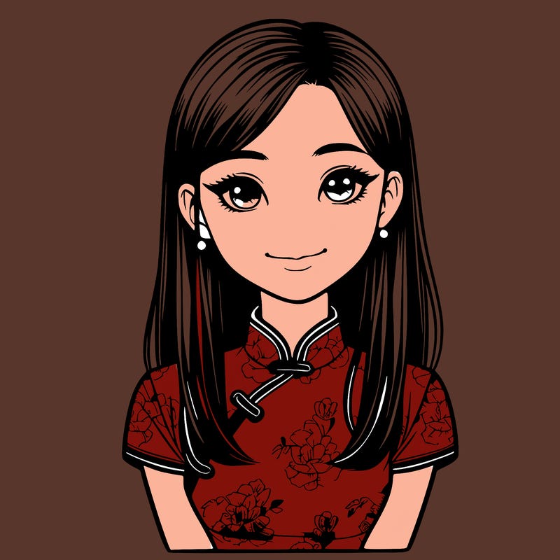 realistic asian girl wearing qipao