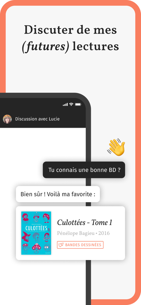 A chat interface in the Gleeph app where two users are discussing and sharing book recommendations.