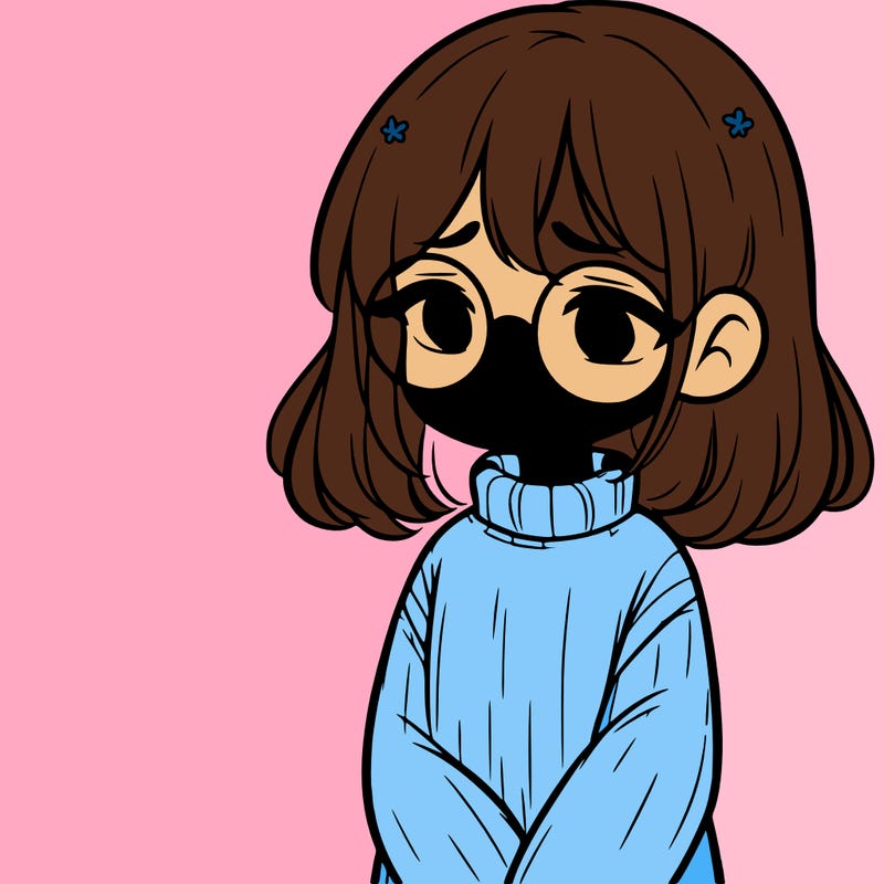 sad girl with glasses in a sweater