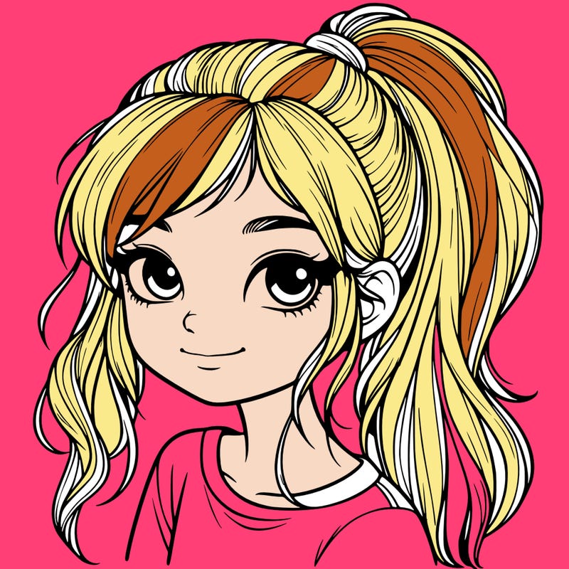 realistic girl with ponytail