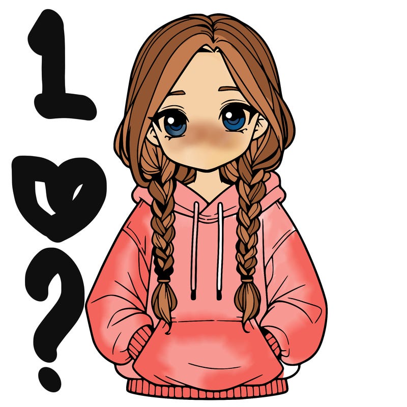 a realistic girl with a oversized hoodie and she has braids