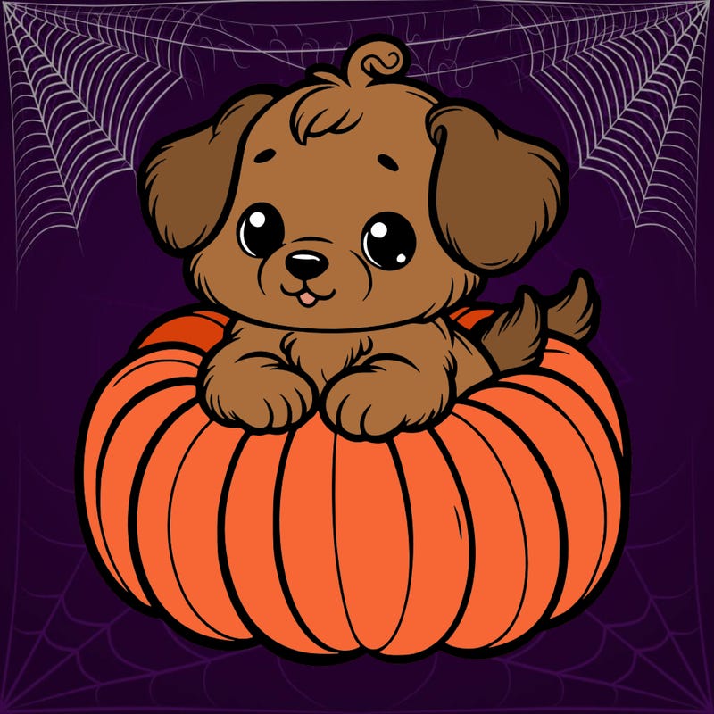 cute little puppy in a pumpkin
