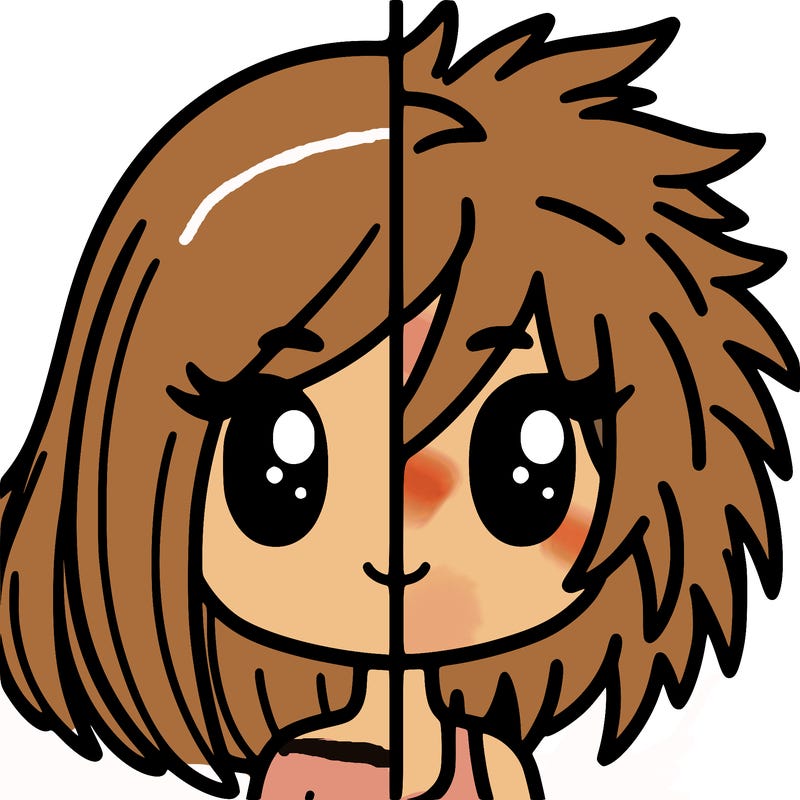 split girl long hair on one side short spikey hair on other