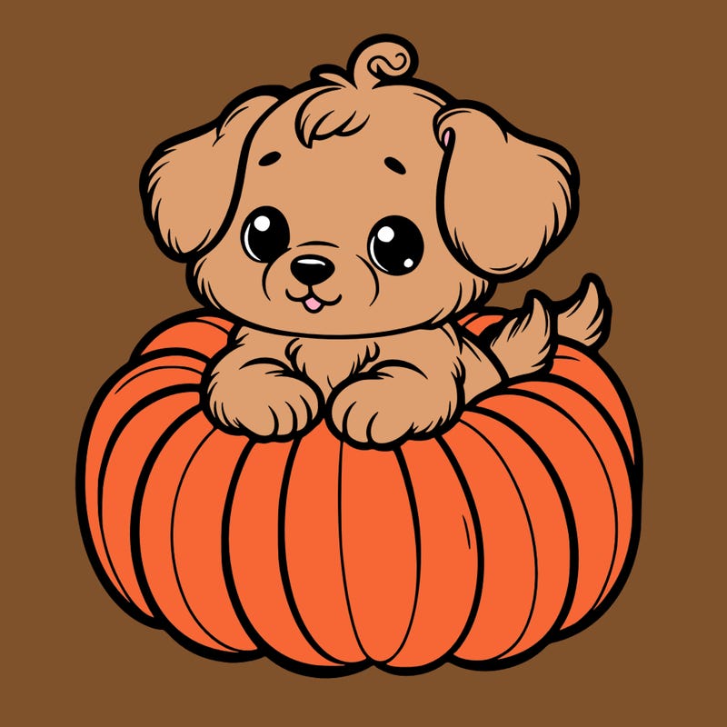 cute little puppy in a pumpkin
