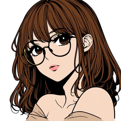 manga woman character with glasses and nice lips
