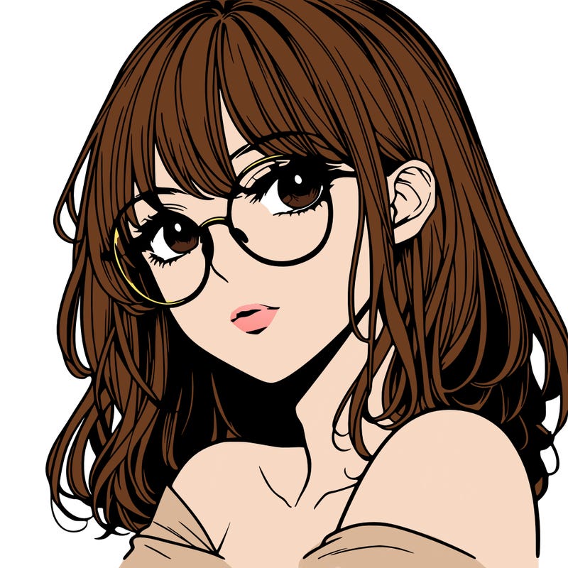 manga woman character with glasses and nice lips
