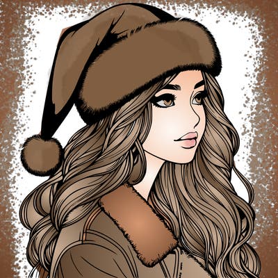 realistic girl in santa hat