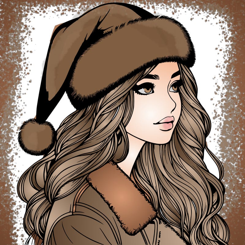 realistic girl in santa hat