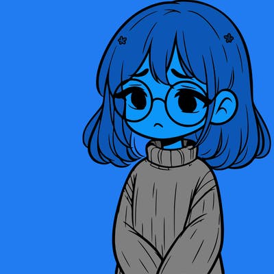 sad girl with glasses in a sweater