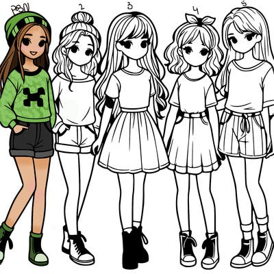 a group of five girls